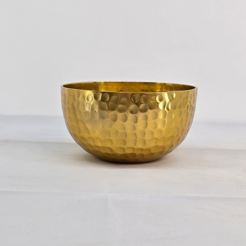 IKI Hammered Brass Bowl Gold Tone Decorative Catchall Made in India 4.5"